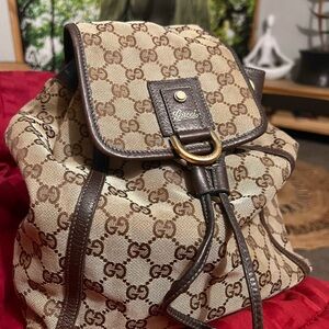Gucci Tan and Brown GG Canvas Backpack